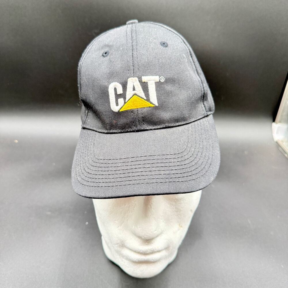 CAT Caterpillar Black Baseball Cap Hat Embroidered Logo Norscot Adjustable Strap